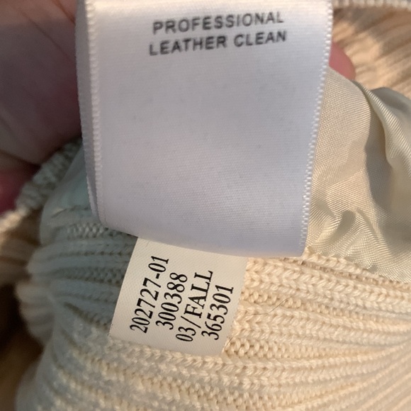 Banana Republic cream wool and leather sweater  Sz M - Picture 5 of 5